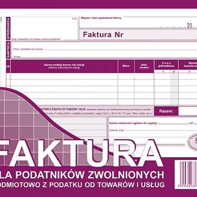 Faktura dla Zwolnionych z VAT A5 Oryg.+1k Poziom 203-3E /MiP