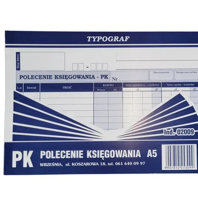 Polecenie Księgowania PK A5 Offset Poziom 02009 /Typograf