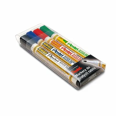 Zestaw Markerów Suchościeralnych 4 kol. [MW85-4W] /Pentel