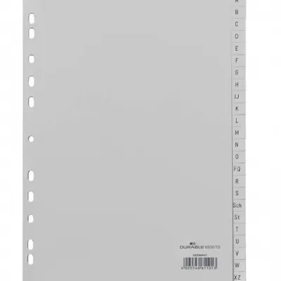 Przekładki do Segregatorów A-Z (24) PP A4 10szt. Szare /Durable 650810