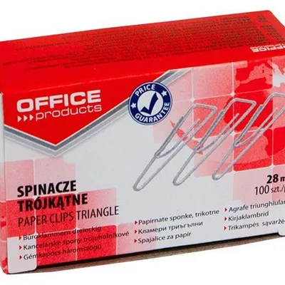 Spinacze Trójkątne Office Products 28mm 100Szt. Srebrne