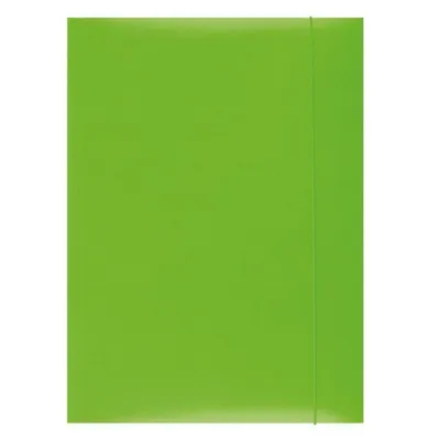 Teczka Z Gumką Office Products Karton/Lakier A4 350Gsm 3-Skrz. Zielona