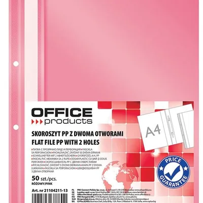 Skoroszyt Office Products PP A4 2 Otwory 100/170 mikr. Wpinany Różowy