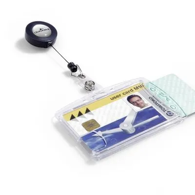 Identyfikator Na Dwie Karty 54x85mm z Mechanizmem Ściągającym 80cm 10szt. Przezroczysty /Durable 822419