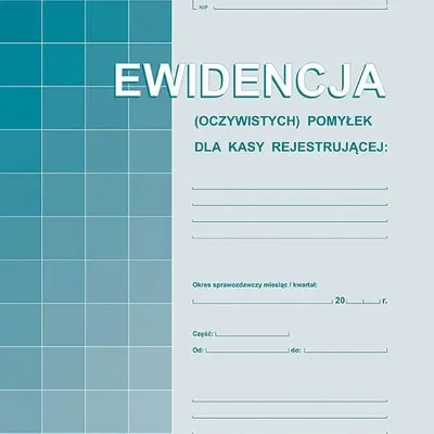 Ewidencja Pomyłek dla Kasy Rejestrującej A4 Offset Vu-73u /MiP