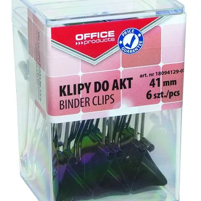 Klipy Do Dokumentów Office Products 41mm 6Szt. W Pudełku Czarne