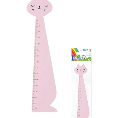 Linijka Fiorello drewniana – 15 cm GR-F87KR kot różowy
