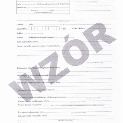Arkusz Ocen dla Liceum Ogólnokształcącego (MEN-I/42a/2) /W-X