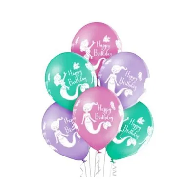 Balony D11 Birthday Mermaid, 6 szt. /GoDan