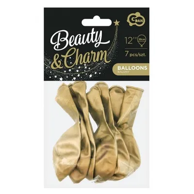 Balony Beauty&Charm, platynowe j. złote 12"/ 7 szt. /GoDan