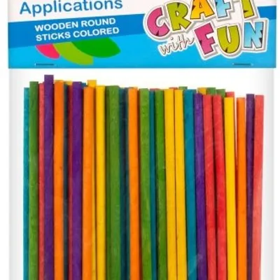 Patyczki drewniane dekoracyjne okrągłe kolorowe /Craft With Fun 402526