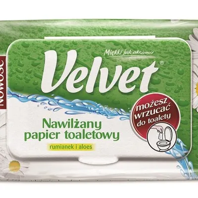 Papier Toaletowy Celulozowy Velvet Rum&Aloe Nawilżany 42 Listki Biały