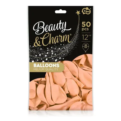 Balony Beauty&Charm, makaronowe brzoskwiniowe 12"/ 50 szt. /GoDan
