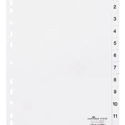 Przekładki A4 PP 1-12 Białe /Durable 611202