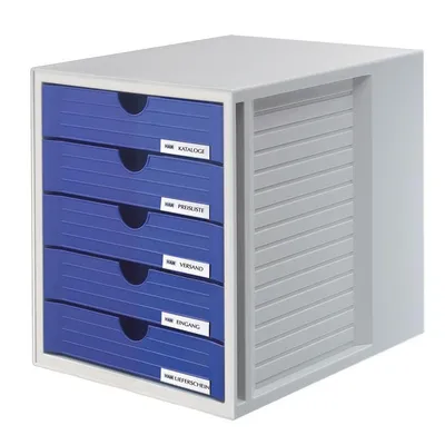 Zestaw 5 Szufladek Han System-Box Polistyren A4 Szaro-Niebieski