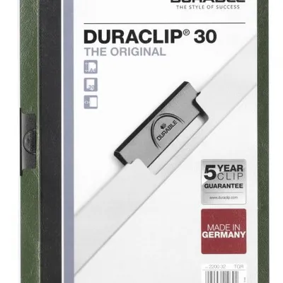 Skoroszyt z Klipem A4 PVC Duraclip 30 Kartek Ciemnozielony /Durable 220032