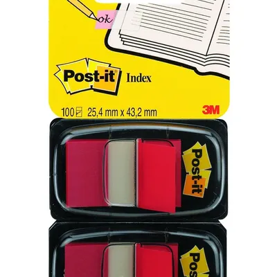 Zakładki Indeksujące Post-It (680-R2Eu) Pp 25X43Mm 2X50 Kart. Czerwone