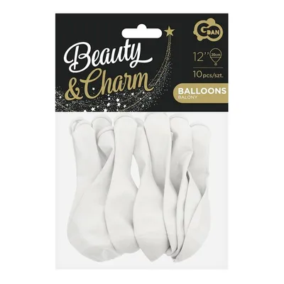 Balony Beauty&Charm, pastelowe białe 12"/ 10 szt. /GoDan