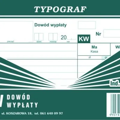 KW Dowód Wypłaty A6 Wielok. 01048 /Typograf