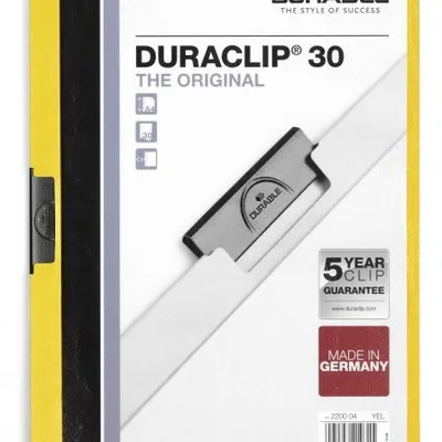 Skoroszyt z Klipem A4 PVC Duraclip 30 Kartek Żółty /Durable 220004