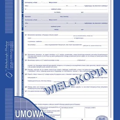 Umowa Kupna-Sprzedaży Pojazdu A4 Wielok. 650-1 /MiP