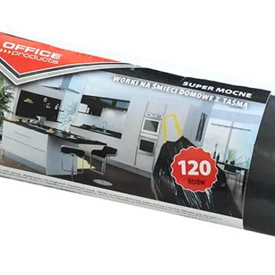 Worki Na Śmieci LDPE 120L A'10 z Taśmą Czarne Super Mocne /Office Products