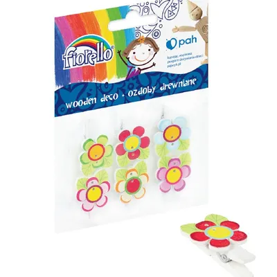 Ozdoby drewniane FIORELLO GR-WD723 spinacz kwiatek 6szt.