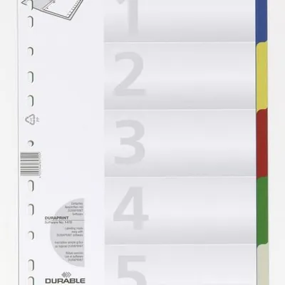 Przekładki do Segregatorów Czyste (5) Strona Tytułowa PP A4 Mix Kolorów /Durable 673027