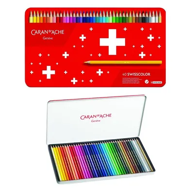 Kredki Caran D'Ache Swisscolor Aquarelle Z Efektrm Akwareli Sześciokątne 40Szt. Mix Kolorów