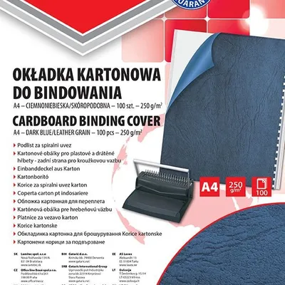 Okładki Do Bindowania Office Products Karton A4 250Gsm Skóropodobne 100Szt. Ciemnoniebieskie
