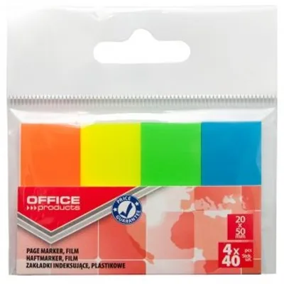 Zakładki Indeks. PP 20x50/40k 4kol. Neon /Office Products