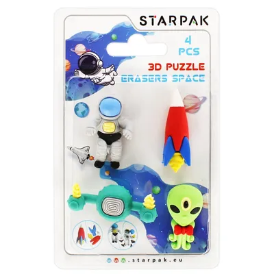 Gumka 3D Puzzle Space 4szt. /Starpak
