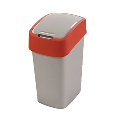 Kosz na śmieci 10L Flip Bin Srebrno-Czerwony /Curver 190170