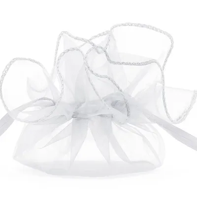 Torebka Ozdobna śr.25cm 10szt. Organza Biała