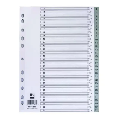 Przekładki A4 PP szare 31 kart /Q-connect