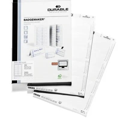 Wkłady Do Identyfikatorów Badgemaker 54x90mm 240szt. Białe /Durable 145502