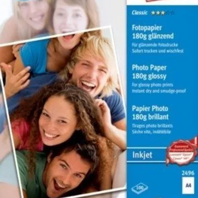 Papier Fotograficzny Powlekany 180g 100szt. Avery 210x297 Biały Błyszczący No.2496