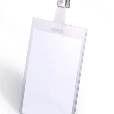 Identyfikator z Klipem 90x60mm Pionowy 25szt. Przezroczysty /Durable 800219