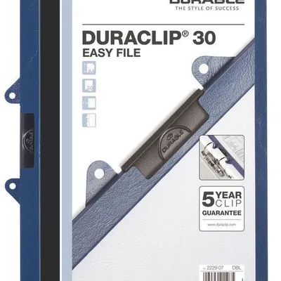 Skoroszyt Zaciskowy A4 Duraclip Easy File z Wkładką 30 Kartek Granatowy /Durable 222907