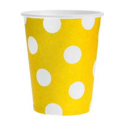Kubeczki papierowe Groszki Żółte 012U, 270ml/6 szt. /GoDan