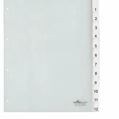 Przekładki A4 PP 1-12 Poszerzone Przezroczyste /Durable 683519