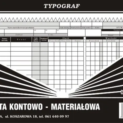 Karta Kontowo-Materiałowa A4 Offset 02021 /Typograf