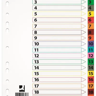 Przekładki Pap. A4 Numeryczne 1-20 Białe /Q-Connect