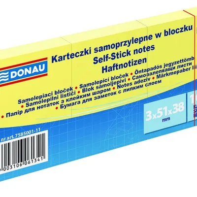 Bloczek Samoprzylepny Donau 38X51mm 1X100 Kart. Jasnożółty