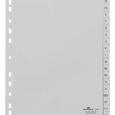 Przekładki do Segregatorów A-Z (20) PP A4 Szare /Durable 651010