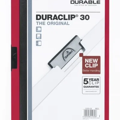 Skoroszyt z Klipem A4 PVC Duraclip 30 Kartek Czerwony /Durable 220003