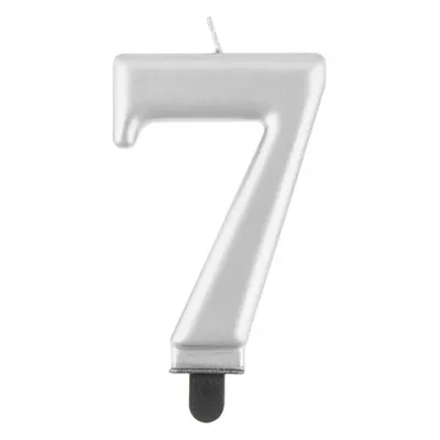 Świeczka B&C cyferka 7, metalik srebrna, 8,0 cm /GoDan