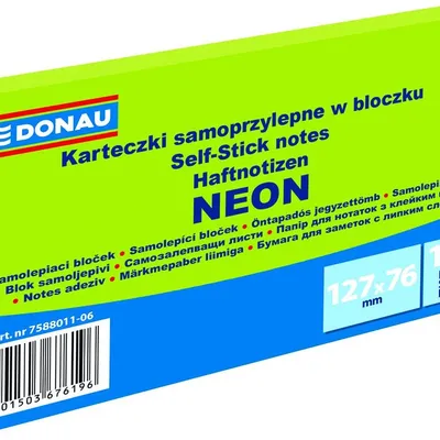 Bloczek Samoprzylepny Donau 127X76mm 1X100 Kart. Neon Zielony