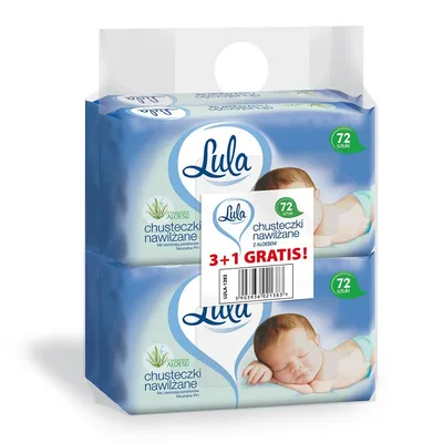 Chusteczki nawilżane z ALOESEM 72szt 3+1 GRATIS /Lula