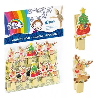 Ozdoby drewniane spinacz Renifer 10 szt. / Fiorello